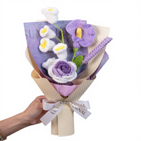 Bouquet tricoté et tissé à la main Tanabata, Calla, Lotus, Rose, Tournesol, en laine, Origine Chine, Cadeau portable, Transfrontalier