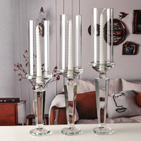 Porte-bougie en cristal de luxe durable, 3 tailles, pour les décorations de mariage, d'Halloween et du Nouvel An chinois