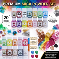 TIMESRUI Poudre de Mica Naturelle Pigment Nacré Non Toxique Teinture pour Résine Époxy Fabrication de Savon Bougies Slime Bijoux Artisanat