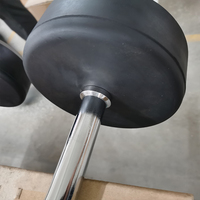 Barre de musculation droite et incurvée Custom Fitness 40 kg (110 lb) avec revêtement en caoutchouc fixe pour la musculation en salle de sport