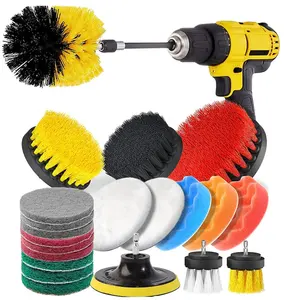 Hot selling customized 22pcs electric drill attachments brush set power scrubber brush set time saving cleaning kit