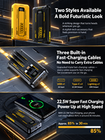 HYTO Power Bank portabel 10000mAh 20000 W, tampilan LED pengisi daya Cepat PD dengan kabel USB Tipe C Android