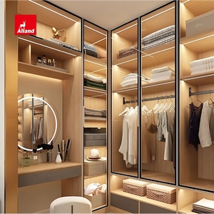 Tủ quần áo thiết kế hiện đại cao cấp Alland với cửa kính nhôm, nội thất phòng ngủ cao cấp với đèn LED - Product Image 4
