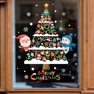 Adesivi Statici Natalizi per Finestre, <span class=keywords><strong>Albero</strong></span> di Natale, Fiocchi di Neve, Babbo Natale, Pupazzo di Neve, Decorazioni per Vetrine e Porte di Negozi - Product Image 2