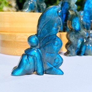 Piedras Preciosas Naturales, Labradorita, Cristal Curativo, Tallado de Buda, Hada de la Hidrógeno con Fuerte Destello, Tallados de Labradorita - Product Image 4