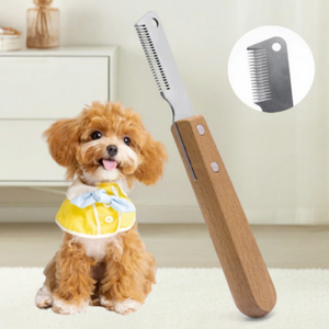 Stainless Steel Double-Sided Open Knots Eco-Friendly Grooming Comb for Schnauzer Bull Terrier Racing Dogs Cats Wooden Handle - Product Image 1