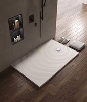 Base de douche antidérapante à motif ondulé blanc, surface solide, drain central, tailles et couleurs personnalisées, pour salle de bain et hôtel, commande en gros