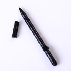 Stylo bille en bambou de haute qualité avec clip en forme de cœur, garniture argentée et dorée, stylet en laiton massif et logo personnalisé - Product Image 4