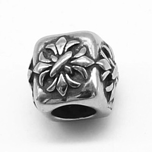 Yunnique Stainless Steel Square <b>Spacer</b> Bead with Lotus Design Casting Process for Bracelet Making - Product Image 2