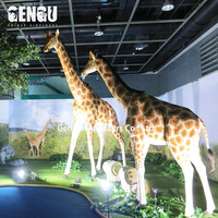 Zoo Park Décoration Statue de girafe télécommandée Modèle animal en fibre de verre réaliste pour enfants et parc d'attractions