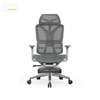 Chaise de bureau ergonomique en tissu mesh durable et respirant, avec accoudoirs réglables, pivotante et mobile, avec repose-pieds