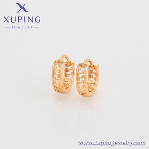 S00141127 و Xuping رخيصة سعر أسبوعي صفقة النحاس مجوهرات الأطفال 18K الذهب اللون سور نمط الجوف خارج أقراط هوجي - Product Image 2