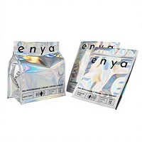 Sacs cadeaux holographiques en feuille d'or personnalisés pour cosmétiques, petits sacs en plastique pour l'emballage de cosmétiques, petits sacs laser pour soins de la peau