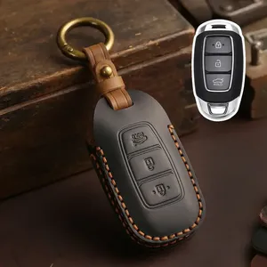 Étui en cuir pour clé de voiture, porte-clés, coque pour Hyundai Fista I30 I35 I40 Kona Elantra Solaris Grandeur Accent Santa Fe - Product Image 3