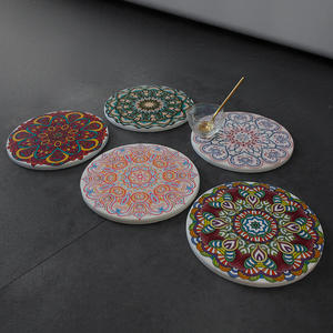 Sous-verre rond en terre de diatomée de la série Flower, absorbant et isolant thermiquement, pour tasses et bols, anti-brûlure - Product Image 2