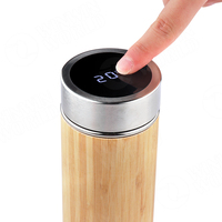 Gobelet à thé en bambou, ml, bouteille isotherme, avec couvercle d'affichage de la température à led, et cuiseur à thé, bouteille intelligente, tasse à boisson, thé