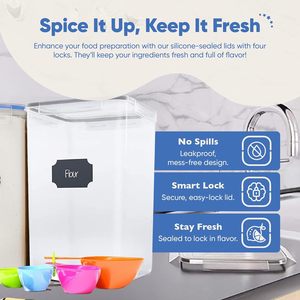FDA Safety 42-Piece Set Dry Food Storage <b>Containers</b> Airtight <b>Clear</b> PP Plastic Pantry Cereal Snack Kitchen Organizer Microwavable - Product Image 3