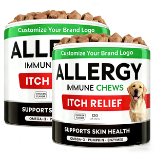 Integratori Morbidi Anti-Allergia <span class=keywords><strong>e</strong></span> <span class=keywords><strong>Antipulci</strong></span> con Olio di Pesce per <span class=keywords><strong>Cani</strong></span> <span class=keywords><strong>e</strong></span> <span class=keywords><strong>Gatti</strong></span> |   Integratore Nutrizionale per il Supporto Immunitario, la Salute della Pelle <span class=keywords><strong>e</strong></span> del Pelo - Product Image 1