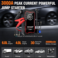 Démarreur de voiture 4-en-1 3000A avec pompe à air 150 PSI, gonfleur de pneus, batterie externe et booster de batterie 12V portable