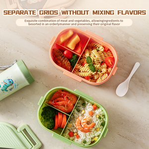 Nouvelle boîte à lunch bento rectangulaire en plastique scellée pour micro-ondes, portable, pour étudiants et enfants, avec compartiments - Product Image 3
