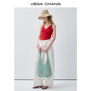 VEGA CHANG Top en tricot noir pour femme avec col en V, bordure festonnée et coupe ajustée, débardeur décontracté sans manches - Product Image 3