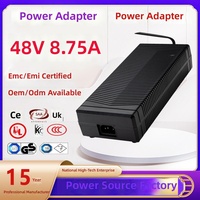 Adaptateur secteur haute puissance 48V 8.75A DC en matériau PC avec câble de 1.0M pour systèmes de stockage d'énergie, certifié PSE 3C CE UKCA