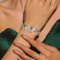 Bracelet ovale noir en diamant d'eau scintillant pour femme, idéal pour les fêtes et comme cadeau, vente en gros