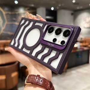 Custodia per telefono magnetica di lusso in fibra di carbonio per Samsung Galaxy S25 S24 Ultra + Plus porta lenti senza cornice custodia antiurto - Product Image 5