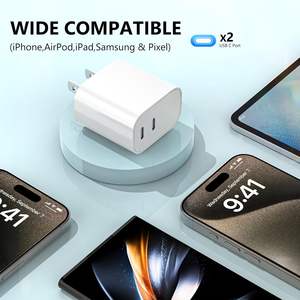 3-Pack Dual Port USB C Fast Charging Block 20W Wall Charger Plug pour <span class=keywords><strong>iPhone</strong></span> 16/15/14/13/12/11/Pro Max/Plus/Xs Max/<span class=keywords><strong>XR</strong></span>/X <span class=keywords><strong>chargeur</strong></span> - Product Image 4
