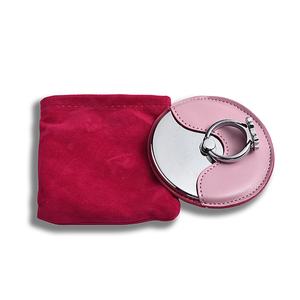 Promotional Ring Holder Cosmetic Make up <b>Mirror</b> With PU Pocket in Customized Shape - Product Image 1