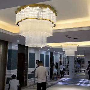 Lámpara de Techo de Cristal Cuadrada para Vestíbulo de Hotel de Lujo, Lámpara de Ingeniería para Eventos y Banquetes en Grandes Hoteles, Araña de Cristal para Villa - Product Image 3