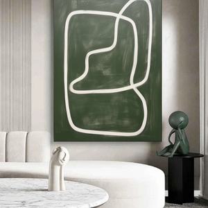 Lienzo Artístico Grande para Decoración de Pared, Arte Minimalista Verde de Lujo, Pintura Hecha a Mano para Decoración del Hogar - Product Image 5