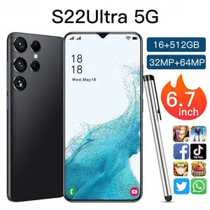 S22 Ultra Phone สมาร์ทโฟนเวอร์ชันสากล16GB + 512GB,โทรศัพท์มือถือ Android ปลดล็อกของแท้5G