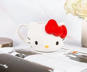 Usine personnalisée à la main 3d dessin animé tasses tasses à eau en céramique <span class=keywords><strong>Hello</strong></span> <span class=keywords><strong>Kitty</strong></span> visage en céramique 3D sculpté tasse - Product Image 1