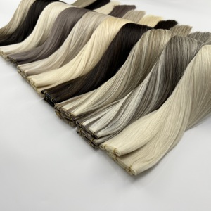 <span class=keywords><strong>Capelli</strong></span> Umani Remy Genius Weft 50g 100g, Colori Nero <span class=keywords><strong>Naturale</strong></span> e Biondo, Doppia Trama, Qualità Professionale da Salone - Product Image 6