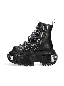 Botas cortas de Metal negro Punk callejero español, parte superior alta de suela gruesa para motocicleta de invierno de industria pesada, parte inferior de aumento de altura - Product Image 4