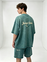 Setelan Kaos dan Celana Pendek Pria Ukuran Besar, Bahan Katun Batik Vintage, Kerah Bulat, Lengan Pendek, Model Terbaru Musim Panas