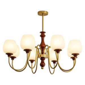 Candelabro de Swarovski barroco francés Vintage nórdico moderno Simple Industrial acabado dorado cobre blanco cálido colgante para habitación - Product Image 4