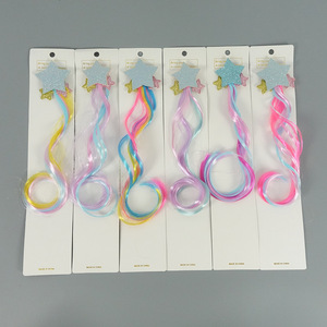 Pinza para el pelo de estrella con purpurina para niñas, con extensión de peluca rizada degradada, accesorios de pelo coloridos para fiestas y disfraces de escenario - Product Image 2