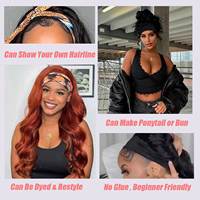 Perruque bandeau sans colle pour femmes noires, 100% cheveux humains indiens Remy, longs et raides, haute qualité, sans perte de cheveux, couleurs personnalisables