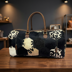 New Year Trending Geometric Pattern Genuine Leather Handbag Customised Travel Storage Bag Zipper Closure Large <b>Light</b> Weight - Product Image 1
