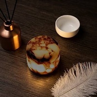 Lampe de table LED à piles en marbre naturel pour chambre à coucher, veilleuse, style européen luxueux, éclairage d'ambiance décoratif