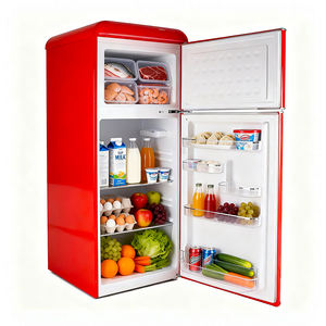 210L A+ Energiezuinige Rode <span class=keywords><strong>Retro</strong></span> Stijl Koelkast Tweedeurs Bovenvriezer Dubbele Deur Koelkast - Product Image 1