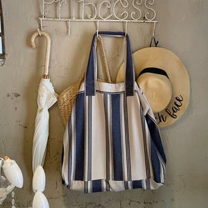 Sac fourre-tout décontracté en toile de coton de 22 pouces pour femmes, sacs à main de grande capacité au design rayé écologique pour la plage ou le shopping - Product Image 4