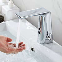 Robinet de lavabo monocommande moderne en laiton chromé avec capteur, mitigeur de haute qualité, en stock