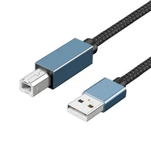 用于相机爱普生惠普佳能打印机1/1.5/2/3m的c型USB A至USB B 2.0打印机电缆编织打印机扫描线