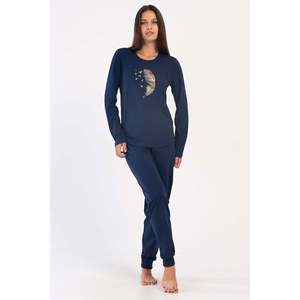 KADIN P.SUPREM XXL O YAKA UZUN KOL ETEGI OVAL MANSETLI PIJAMA TAKIM - สีกรมท่า - สีกรมท่า - Product Image 1