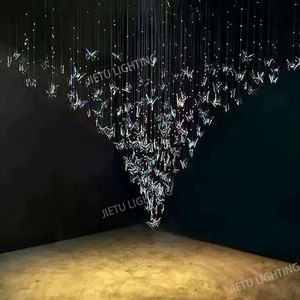 Lampadario moderno personalizzato a goccia di pioggia in vetro a farfalla lungo per soggiorno decorativo Design a goccia di pioggia - Product Image 2