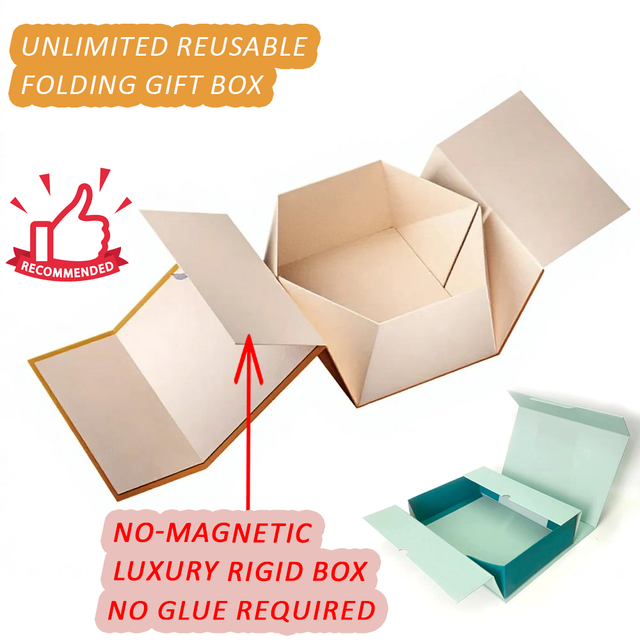 Custom Unlimited Reusable Seven-panel Folding Corporate Gift Box Non-magnetic Gatefold Box Halloween Mother Day Collaboration