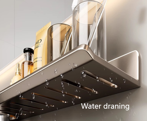Bagno specchio <span class=keywords><strong>lavabo</strong></span> in alluminio mensola a forma di U mensola di stoccaggio senza foratura a parete scaffale <span class=keywords><strong>per</strong></span> bagno - Product Image 6